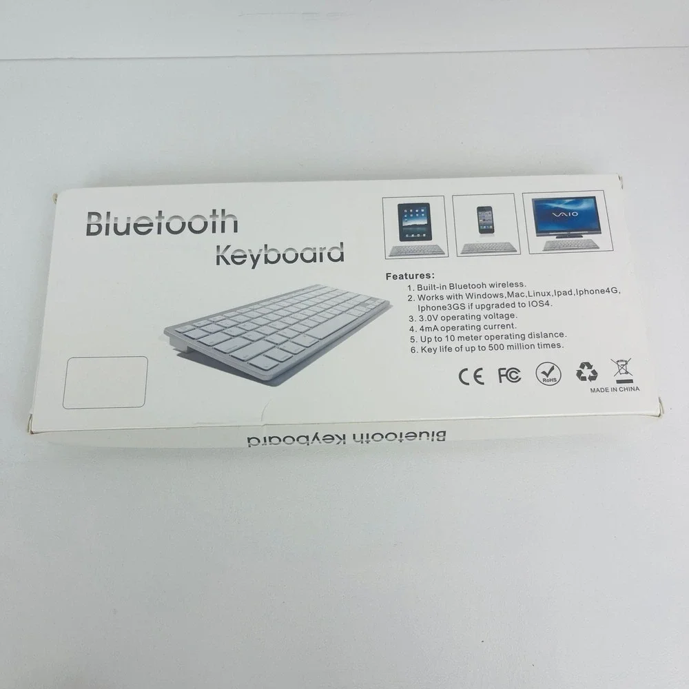 Unbranded Bluetooth Wireless Keyboard Silver White Slim Portable Universal
